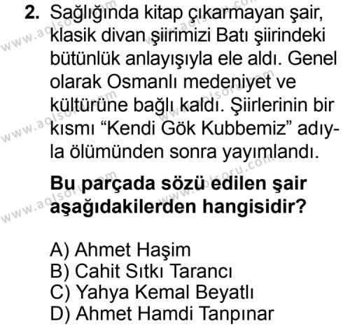 Seçmeli Türk Edebiyatı 8 Dersi 2014 - 2015 Yılı 3. Dönem Sınav Soruları 2. Soru