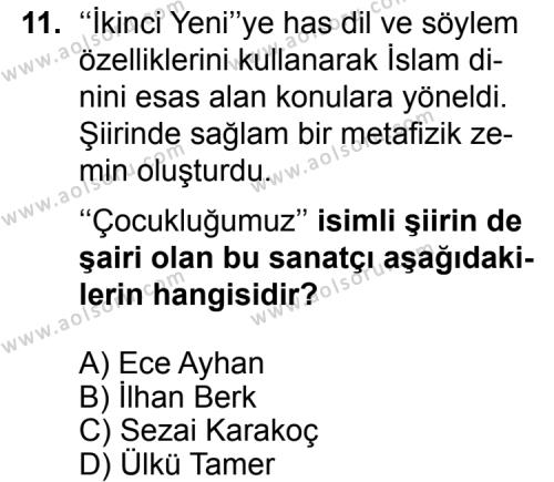Seçmeli Türk Edebiyatı 8 Dersi 2014-2015 Yılı 3. Dönem Sınavı 11. Soru