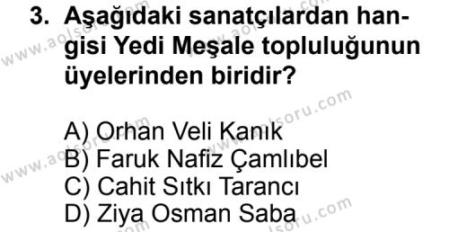 Seçmeli Türk Edebiyatı 8 Dersi 2015 - 2016 Yılı 3. Dönem Sınav Soruları 3. Soru