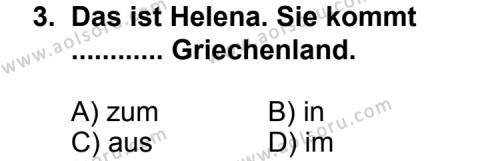Seçmeli Yabancı Dil Almanca 3 Dersi 2011 - 2012 Yılı 1. Dönem Sınav Soruları 3. Soru