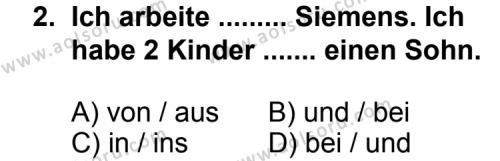 Seçmeli Yabancı Dil Almanca 3 Dersi 2011-2012 Yılı 2. Dönem Sınavı 2. Soru