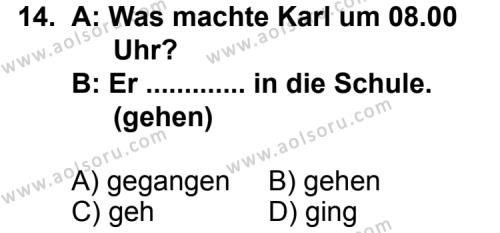 Seçmeli Yabancı Dil Almanca 3 Dersi 2012-2013 Yılı 1. Dönem Sınavı 14. Soru