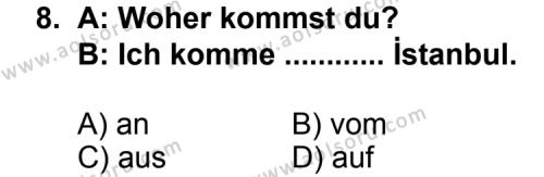 Seçmeli Yabancı Dil Almanca 3 Dersi 2012-2013 Yılı 2. Dönem Sınavı 8. Soru