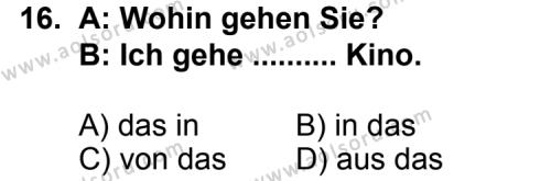 Seçmeli Yabancı Dil Almanca 3 Dersi 2012-2013 Yılı 3. Dönem Sınavı 16. Soru