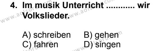 Seçmeli Yabancı Dil Almanca 3 Dersi 2012 - 2013 Yılı Ek Sınav Soruları 4. Soru