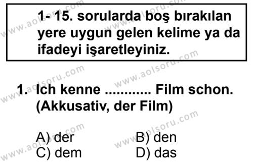 Seçmeli Yabancı Dil Almanca 3 Dersi 2013 - 2014 Yılı 1. Dönem Sınav Soruları 1. Soru
