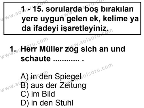 Seçmeli Yabancı Dil Almanca 3 Dersi 2013-2014 Yılı 2. Dönem Sınavı 1. Soru