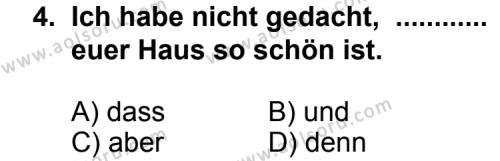 Seçmeli Yabancı Dil Almanca 3 Dersi 2013 - 2014 Yılı 2. Dönem Sınav Soruları 4. Soru