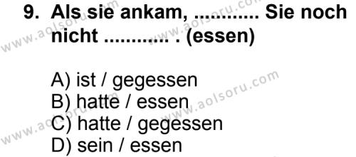Seçmeli Yabancı Dil Almanca 3 Dersi 2013-2014 Yılı 2. Dönem Sınavı 9. Soru