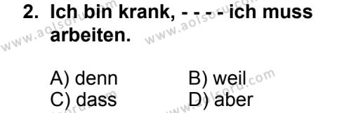 Seçmeli Yabancı Dil Almanca 3 Dersi 2014 - 2015 Yılı 3. Dönem Sınav Soruları 2. Soru