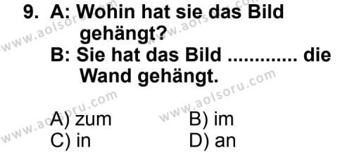 Seçmeli Yabancı Dil Almanca 4 Dersi 2011-2012 Yılı 3. Dönem Sınavı 9. Soru