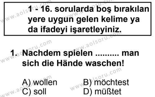 Seçmeli Yabancı Dil Almanca 4 Dersi 2012-2013 Yılı 1. Dönem Sınavı 1. Soru