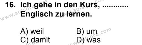 Seçmeli Yabancı Dil Almanca 4 Dersi 2013-2014 Yılı 1. Dönem Sınavı 16. Soru
