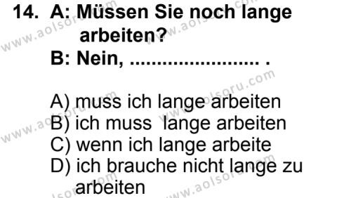 Seçmeli Yabancı Dil Almanca 4 Dersi 2013-2014 Yılı 3. Dönem Sınavı 14. Soru