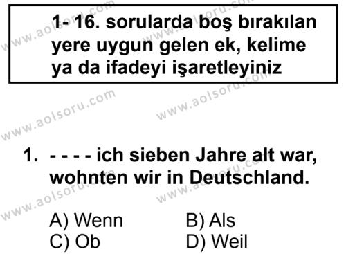 Seçmeli Yabancı Dil Almanca 4 Dersi 2014 - 2015 Yılı 3. Dönem Sınav Soruları 1. Soru