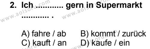 Seçmeli Yabancı Dil Almanca 5 Dersi 2011-2012 Yılı 2. Dönem Sınavı 2. Soru