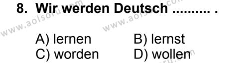 Seçmeli Yabancı Dil Almanca 5 Dersi 2011-2012 Yılı 3. Dönem Sınavı 8. Soru