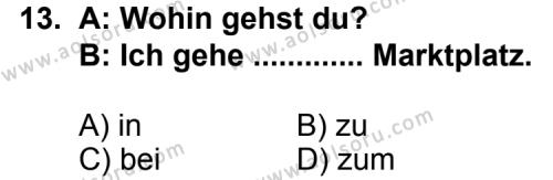 Seçmeli Yabancı Dil Almanca 5 Dersi 2012-2013 Yılı 1. Dönem Sınavı 13. Soru