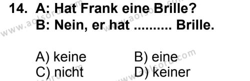 Seçmeli Yabancı Dil Almanca 5 Dersi 2012-2013 Yılı 1. Dönem Sınavı 14. Soru