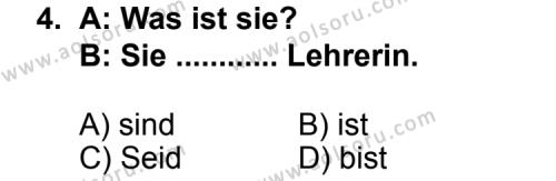 Seçmeli Yabancı Dil Almanca 5 Dersi 2012-2013 Yılı 2. Dönem Sınavı 4. Soru