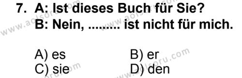 Seçmeli Yabancı Dil Almanca 5 Dersi 2012-2013 Yılı 2. Dönem Sınavı 7. Soru