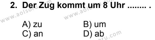 Seçmeli Yabancı Dil Almanca 5 Dersi 2012-2013 Yılı 3. Dönem Sınavı 2. Soru