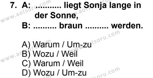 Seçmeli Yabancı Dil Almanca 5 Dersi 2013-2014 Yılı 1. Dönem Sınavı 7. Soru