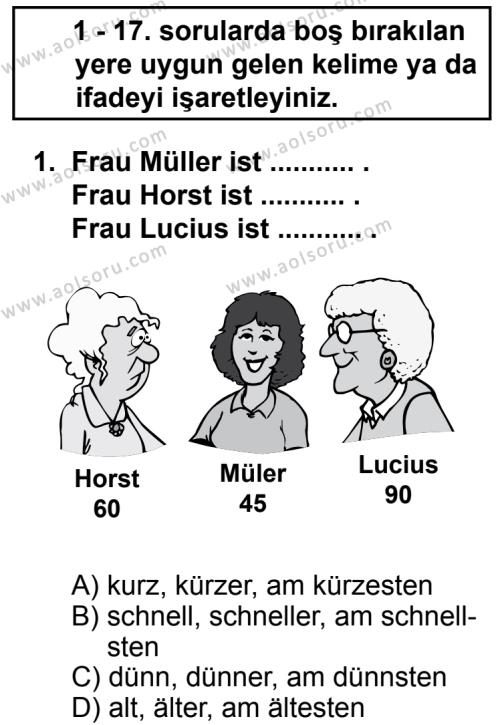Seçmeli Yabancı Dil Almanca 5 Dersi 2013 - 2014 Yılı 2. Dönem Sınav Soruları 1. Soru