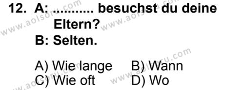 Seçmeli Yabancı Dil Almanca 5 Dersi 2013-2014 Yılı 2. Dönem Sınavı 12. Soru