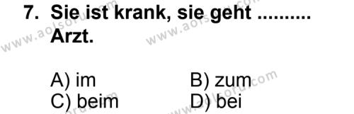 Seçmeli Yabancı Dil Almanca 6 Dersi 2012-2013 Yılı 1. Dönem Sınavı 7. Soru