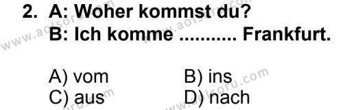 Seçmeli Yabancı Dil Almanca 6 Dersi 2012 - 2013 Yılı 2. Dönem Sınav Soruları 2. Soru