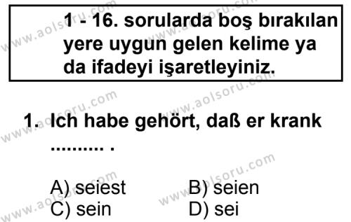 Seçmeli Yabancı Dil Almanca 6 Dersi 2012 - 2013 Yılı 3. Dönem Sınav Soruları 1. Soru