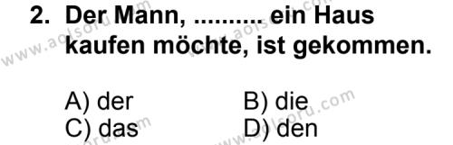 Seçmeli Yabancı Dil Almanca 6 Dersi 2012-2013 Yılı 3. Dönem Sınavı 2. Soru