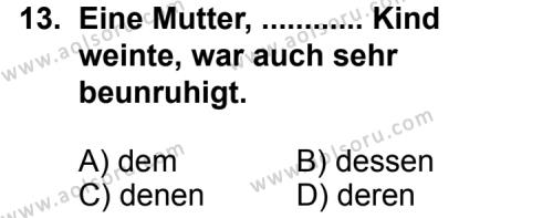 Seçmeli Yabancı Dil Almanca 6 Dersi 2013-2014 Yılı 1. Dönem Sınavı 13. Soru