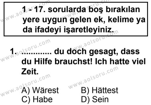 Seçmeli Yabancı Dil Almanca 6 Dersi 2013 - 2014 Yılı 2. Dönem Sınav Soruları 1. Soru