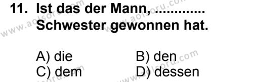 Seçmeli Yabancı Dil Almanca 6 Dersi 2013-2014 Yılı 2. Dönem Sınavı 11. Soru