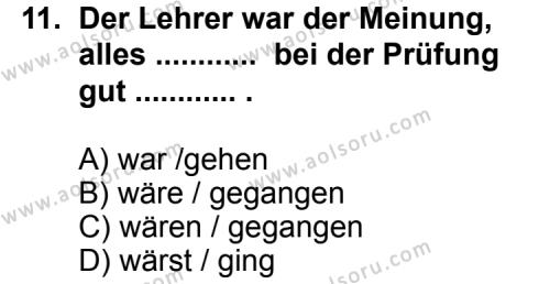 Seçmeli Yabancı Dil Almanca 6 Dersi 2013-2014 Yılı 3. Dönem Sınavı 11. Soru