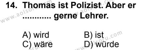 Seçmeli Yabancı Dil Almanca 6 Dersi 2014-2015 Yılı 1. Dönem Sınavı 14. Soru