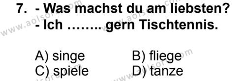 Seçmeli Yabancı Dil Almanca 7 Dersi 2012-2013 Yılı 1. Dönem Sınavı 7. Soru