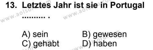 Seçmeli Yabancı Dil Almanca 7 Dersi 2012-2013 Yılı 3. Dönem Sınavı 13. Soru