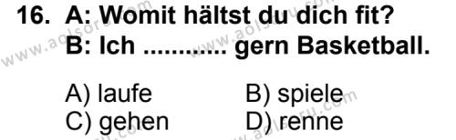 Seçmeli Yabancı Dil Almanca 7 Dersi 2013-2014 Yılı 2. Dönem Sınavı 16. Soru