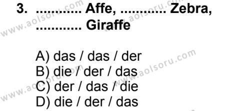 Seçmeli Yabancı Dil Almanca 7 Dersi 2013-2014 Yılı 3. Dönem Sınavı 3. Soru