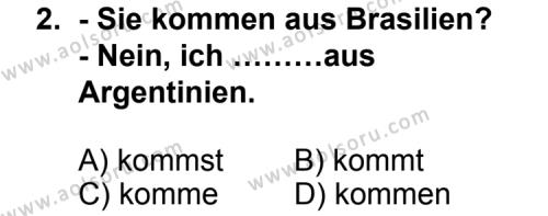 Seçmeli Yabancı Dil Almanca 8 Dersi 2011 - 2012 Yılı 3. Dönem Sınav Soruları 2. Soru