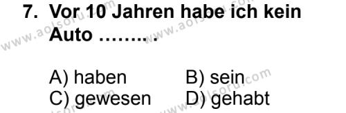 Seçmeli Yabancı Dil Almanca 8 Dersi 2011-2012 Yılı 3. Dönem Sınavı 7. Soru