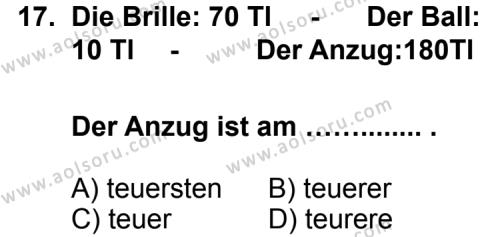 Seçmeli Yabancı Dil Almanca 8 Dersi 2011-2012 Yılı 3. Dönem Sınavı 17. Soru