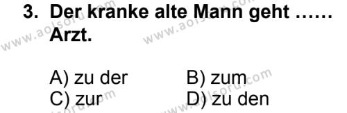 Seçmeli Yabancı Dil Almanca 8 Dersi 2011 - 2012 Yılı Ek Sınav Soruları 3. Soru