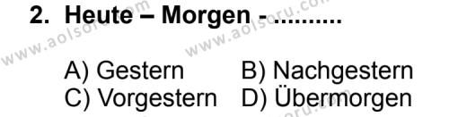 Seçmeli Yabancı Dil Almanca 8 Dersi 2012-2013 Yılı 1. Dönem Sınavı 2. Soru