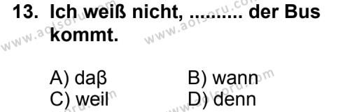 Seçmeli Yabancı Dil Almanca 8 Dersi 2012-2013 Yılı 1. Dönem Sınavı 13. Soru