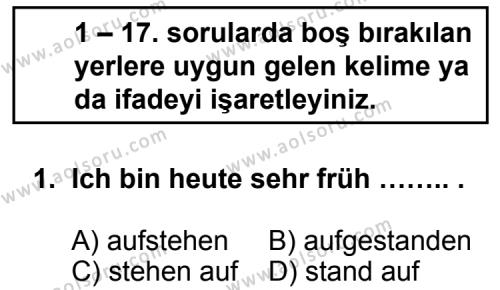 Seçmeli Yabancı Dil Almanca 8 Dersi 2012 - 2013 Yılı 2. Dönem Sınav Soruları 1. Soru