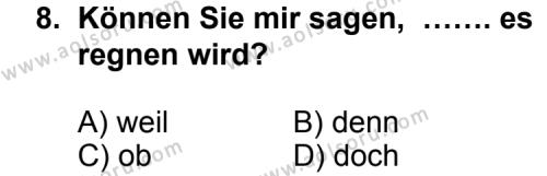 Seçmeli Yabancı Dil Almanca 8 Dersi 2012-2013 Yılı 2. Dönem Sınavı 8. Soru